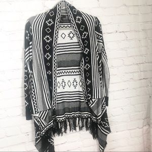 Aztec Print Open Cardigan L